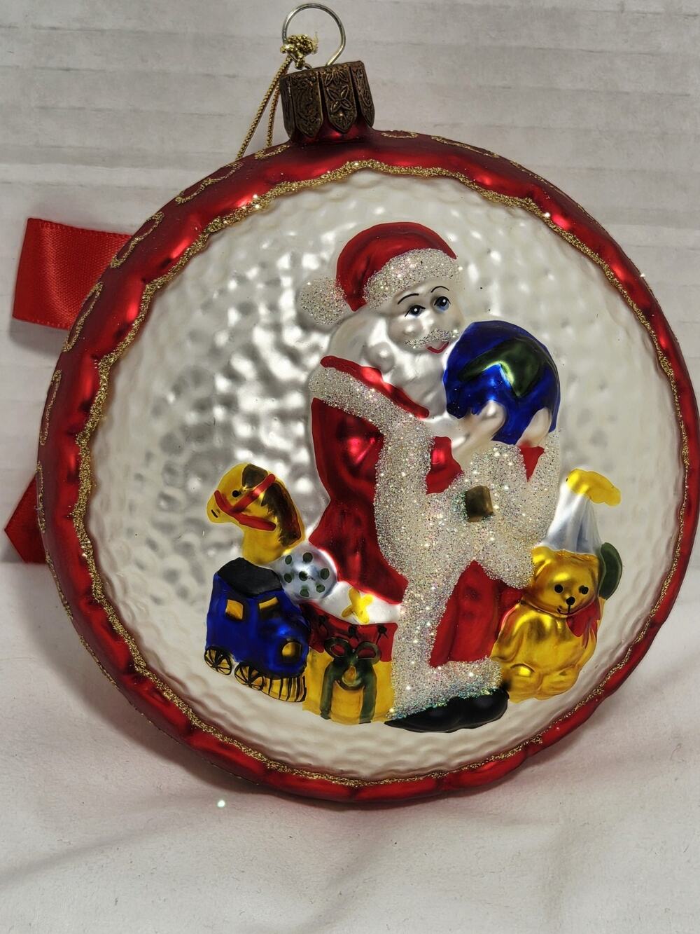 Waterford Heirloom Hand blown Glass Ornament Santa Toys Christmas Holiday Decor